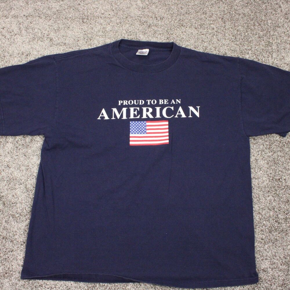 Delta Pro Weight American Flag T Shirt Mens XL Navy Graphic